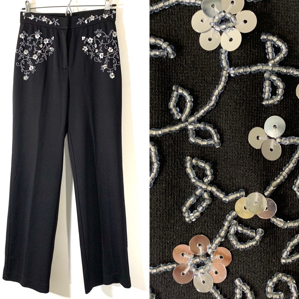 Vintage Chit Chat Sequin Trim Ponte High Rise Trouser